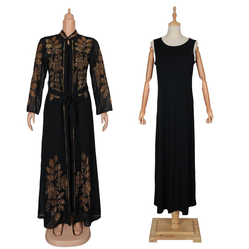 African Wedding Party Dresses for Women Spring Autumn African Long Sleeve Black Blue White Long Dress Suit Muslim Dress