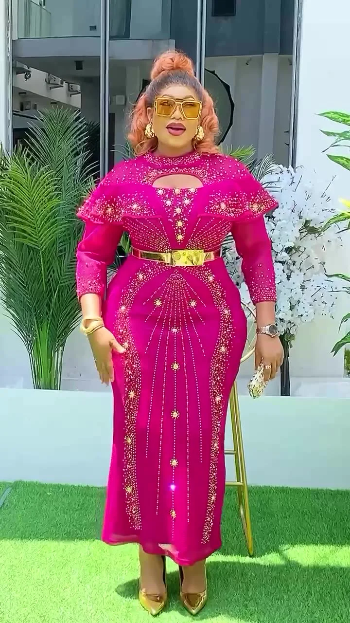 African Dresses for Women New Fashion Plus Size Sequin Evening Party Long Dress Dashiki Ankara Outfits Robe African Clothes 
 Dresses