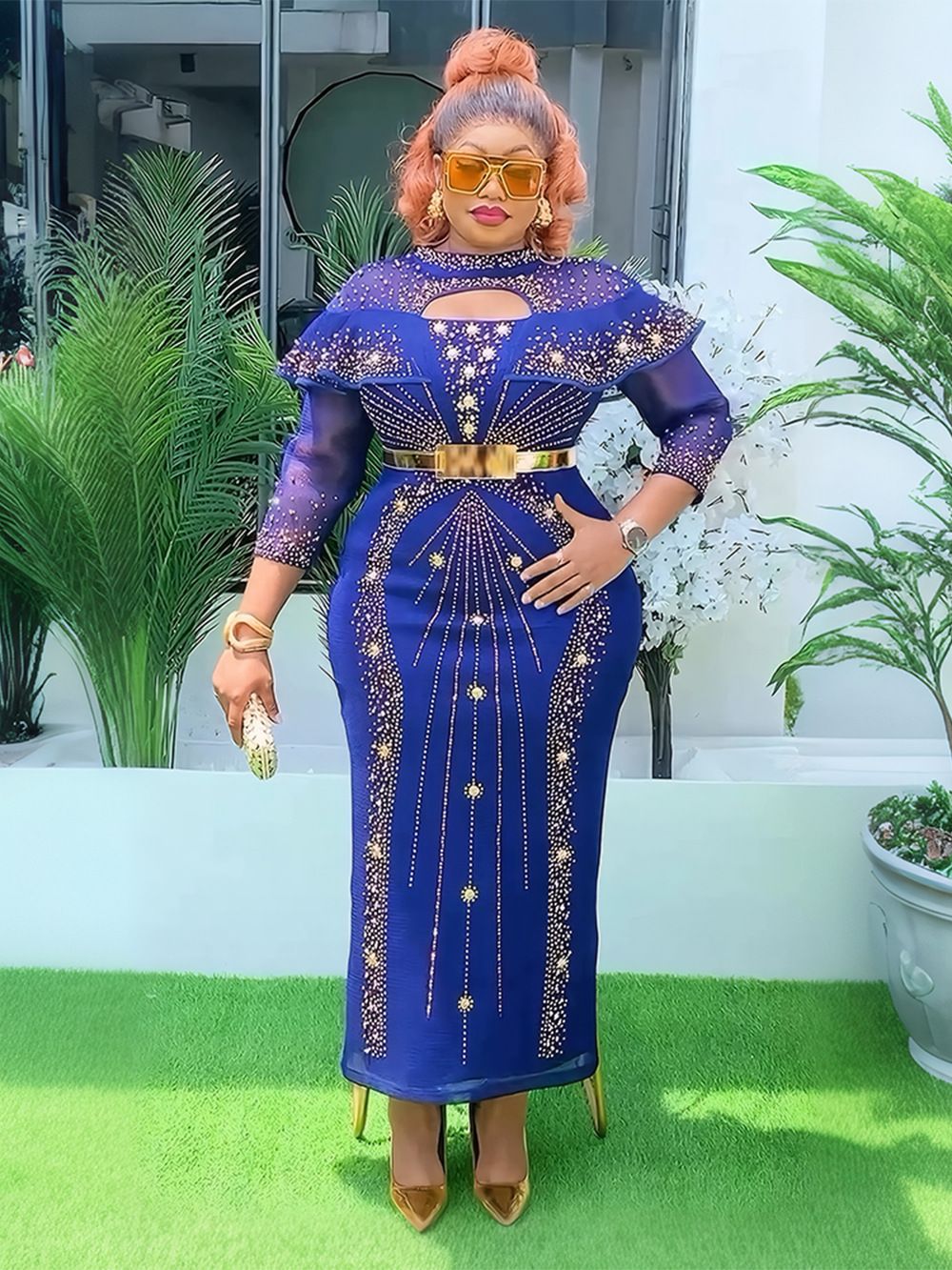 African Dresses for Women New Fashion Plus Size Sequin Evening Party Long Dress Dashiki Ankara Outfits Robe African Clothes 
 Dresses