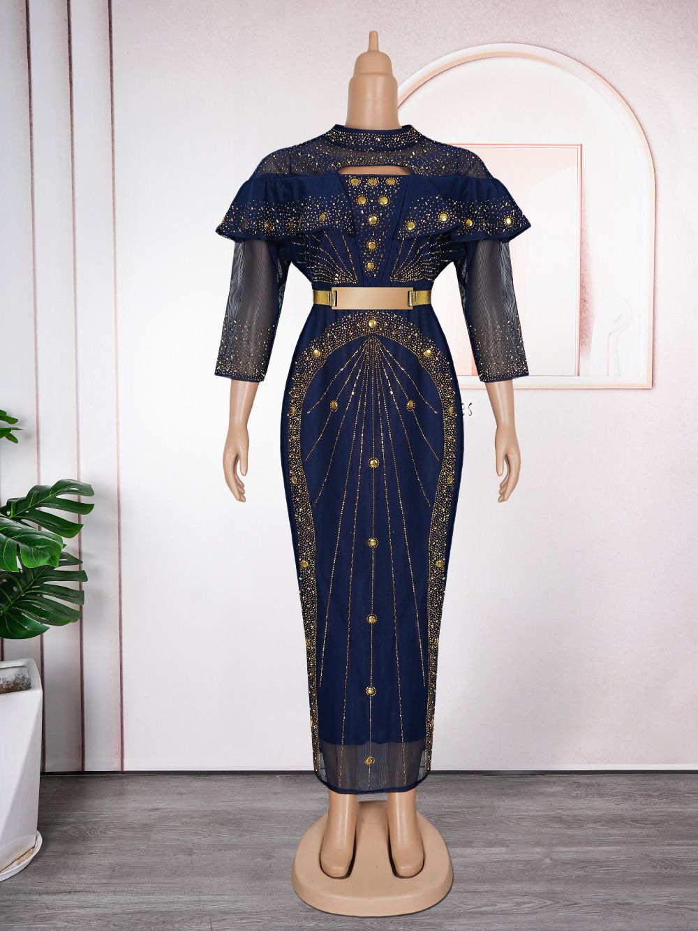 African Dresses for Women New Fashion Plus Size Sequin Evening Party Long Dress Dashiki Ankara Outfits Robe African Clothes 
 Dresses