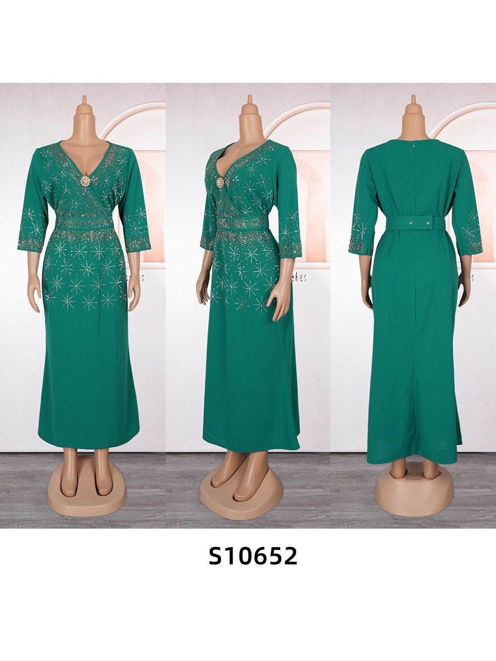 Elegant Women Party Evening Dresses Long Sleeve Pleated Maxi Robe African Dashiki Outfits Office Ladies Overalls Africa Clothing 
 Dresses
