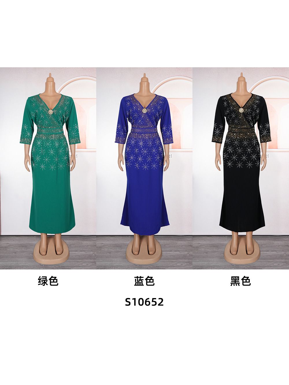 Elegant Women Party Evening Dresses Long Sleeve Pleated Maxi Robe African Dashiki Outfits Office Ladies Overalls Africa Clothing 
 Dresses