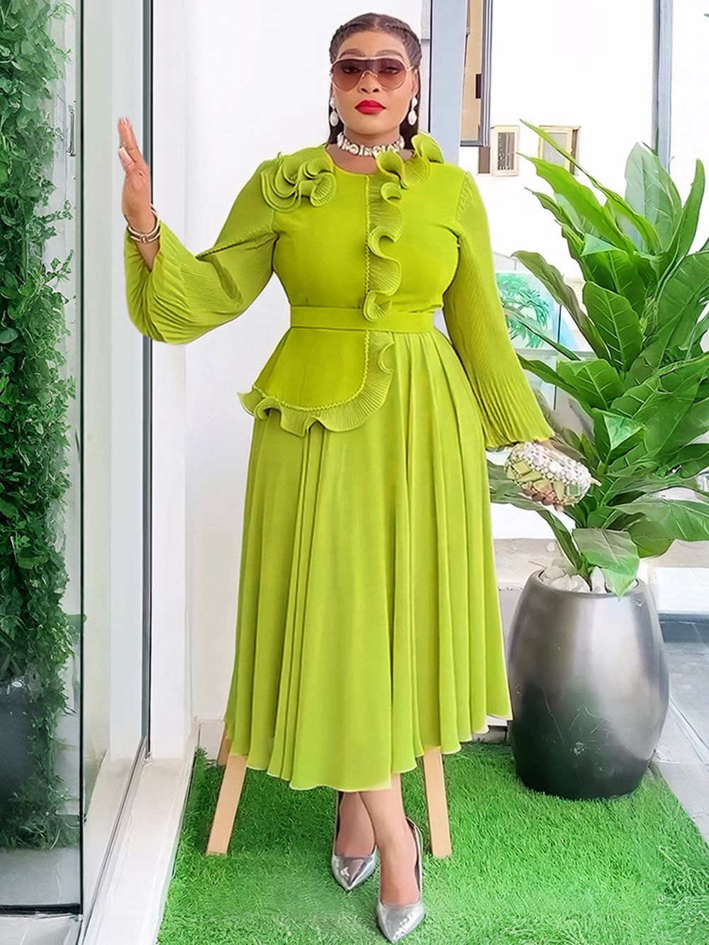 Plus Size Evening Party Long Dress Africa Clothing Elegant Turkey Muslim Chiffon Maxi Dress
