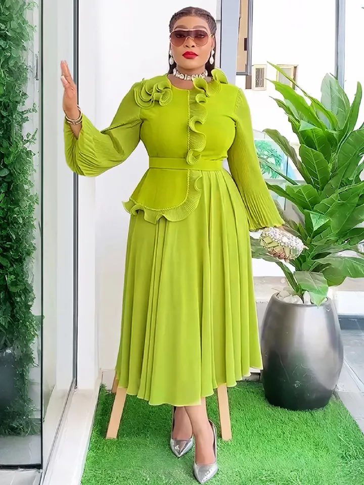 Plus Size Evening Party Long Dress Africa Clothing Elegant Turkey Muslim Chiffon Maxi Dress