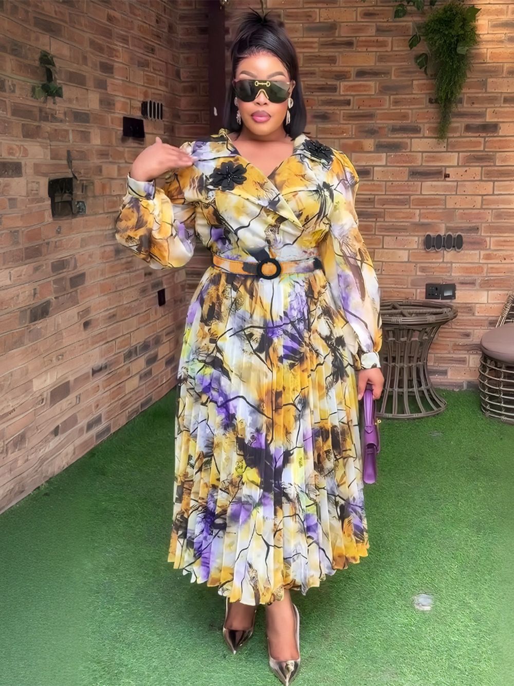 Fashion Dress New Plus Size Cross-Border Independent Design Chiffon Fabric Dresses