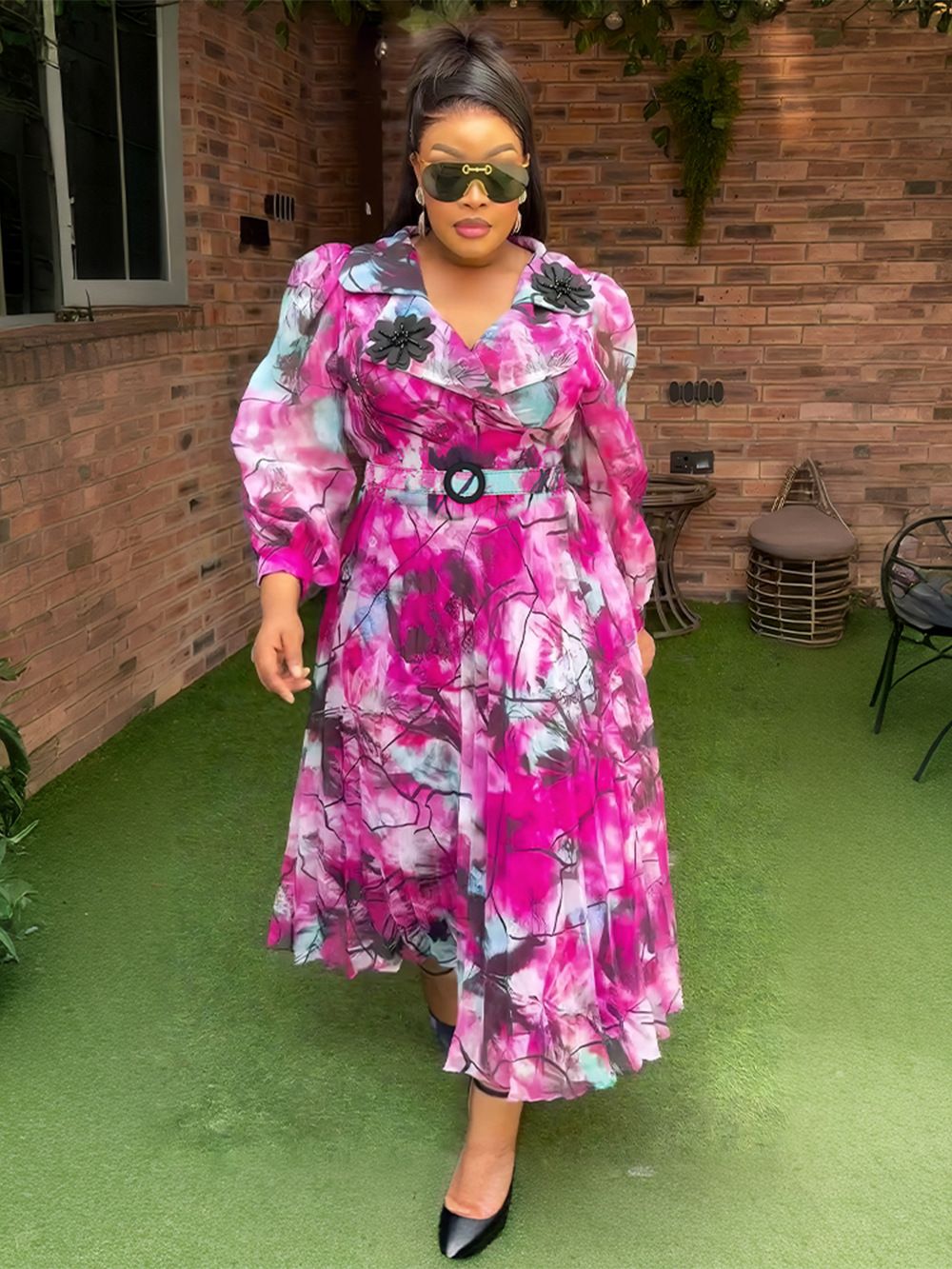 Fashion Dress New Plus Size Cross-Border Independent Design Chiffon Fabric Dresses