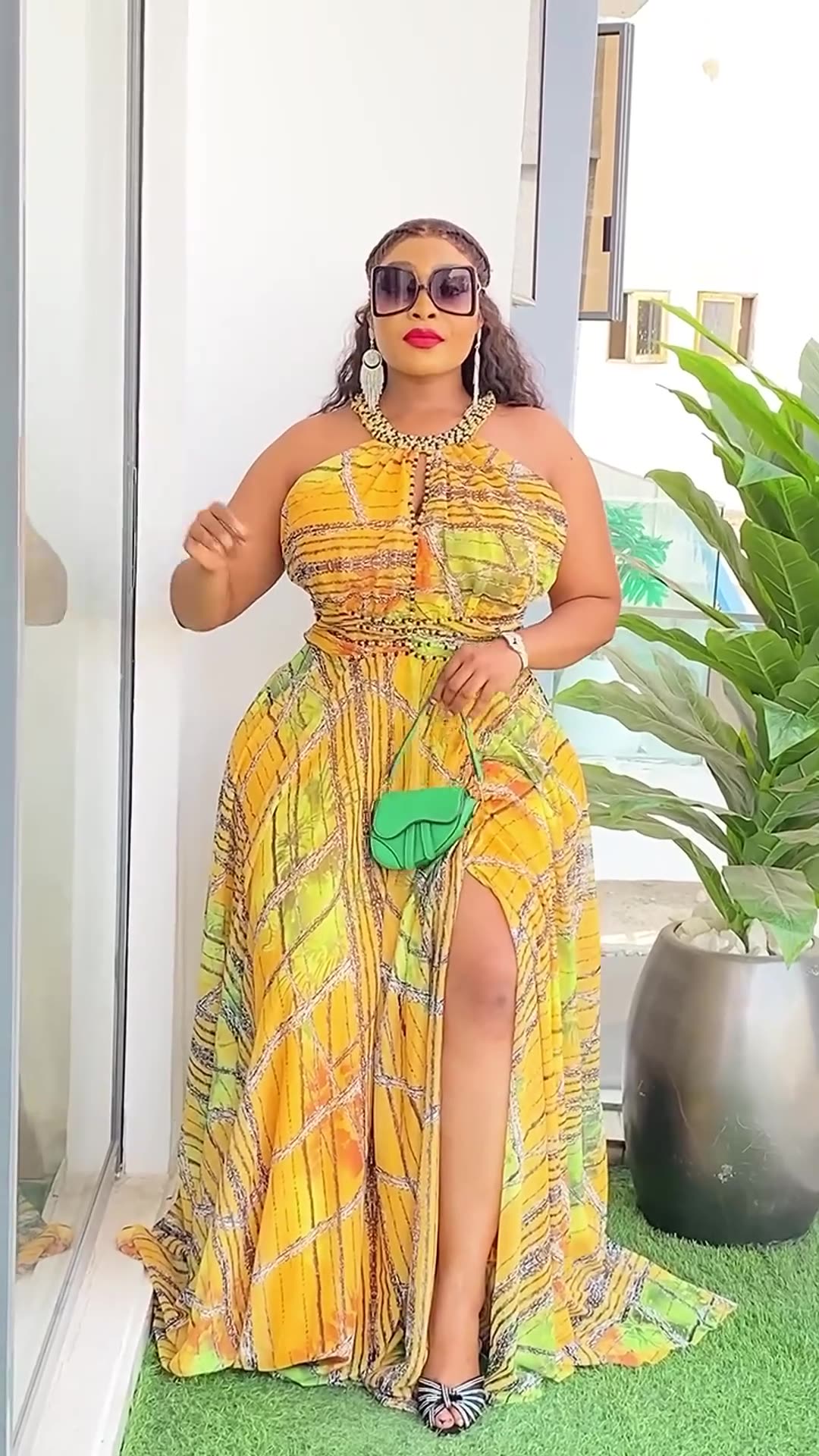 Wholesale New High-quality Cross-border Large-size Women's Spring and Summer African Dress Printed Beads Long Dresses
