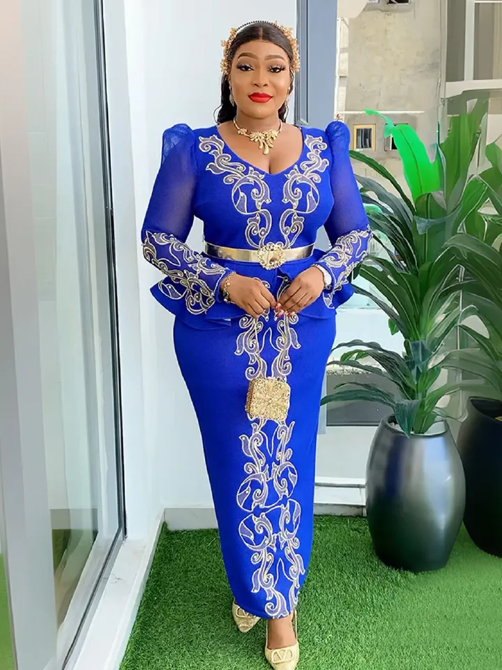 High Quality African Dress Rhinestone Long Dress Office Dress Plus Size Africa Dress Elegant Lady Dresses
