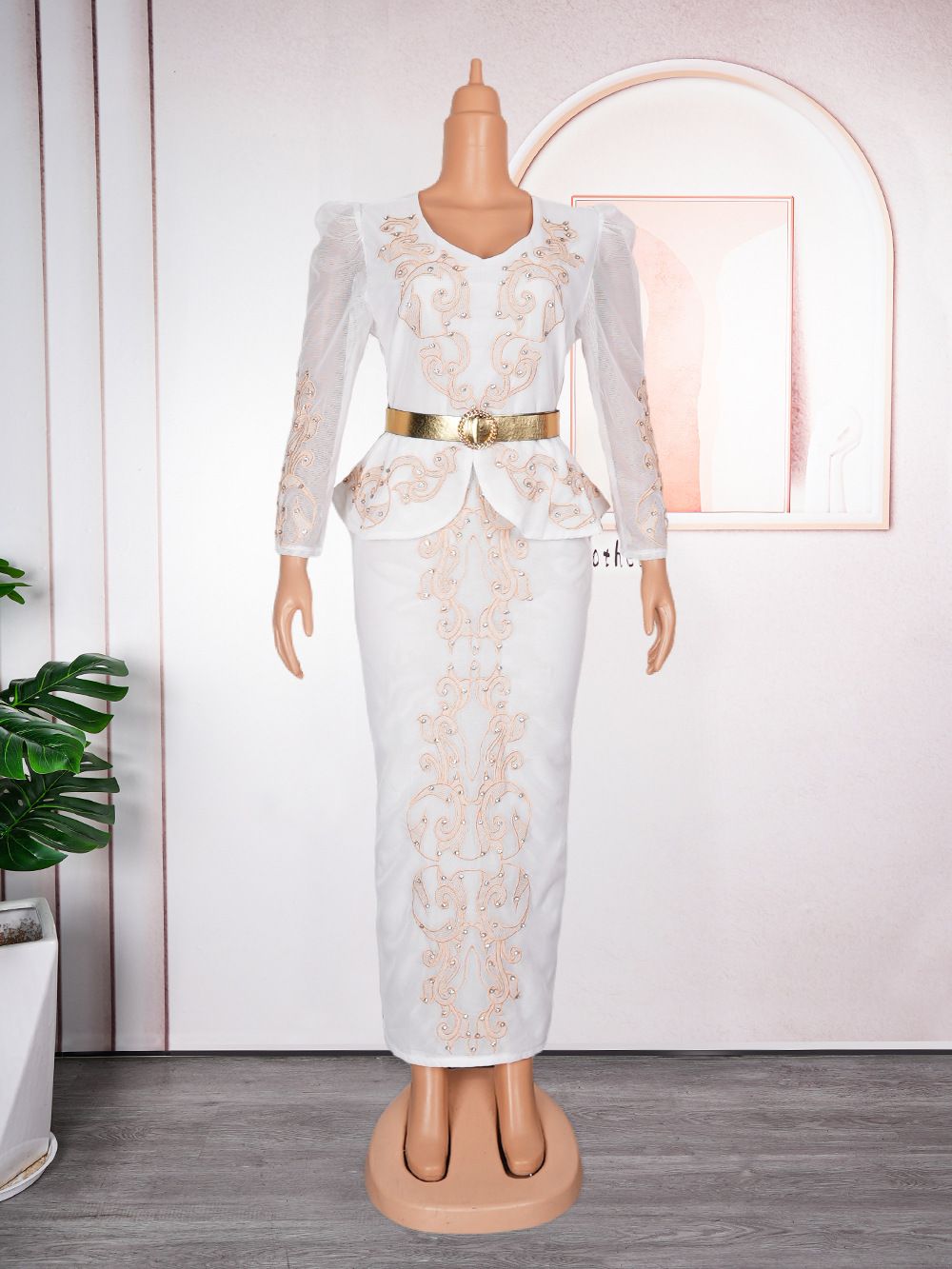 High Quality African Dress Rhinestone Long Dress Office Dress Plus Size Africa Dress Elegant Lady Dresses