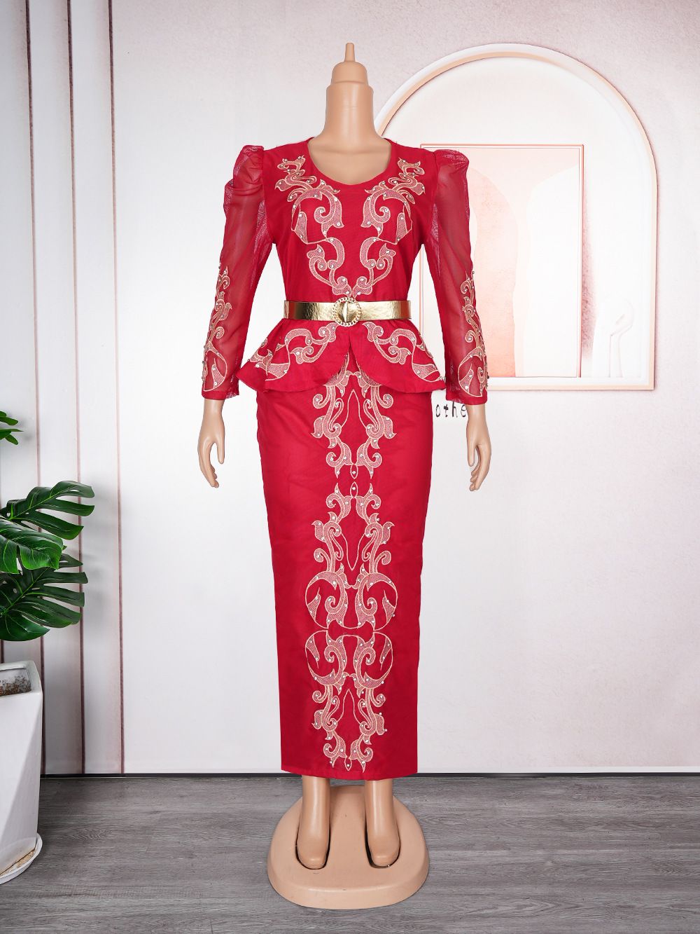 High Quality African Dress Rhinestone Long Dress Office Dress Plus Size Africa Dress Elegant Lady Dresses
