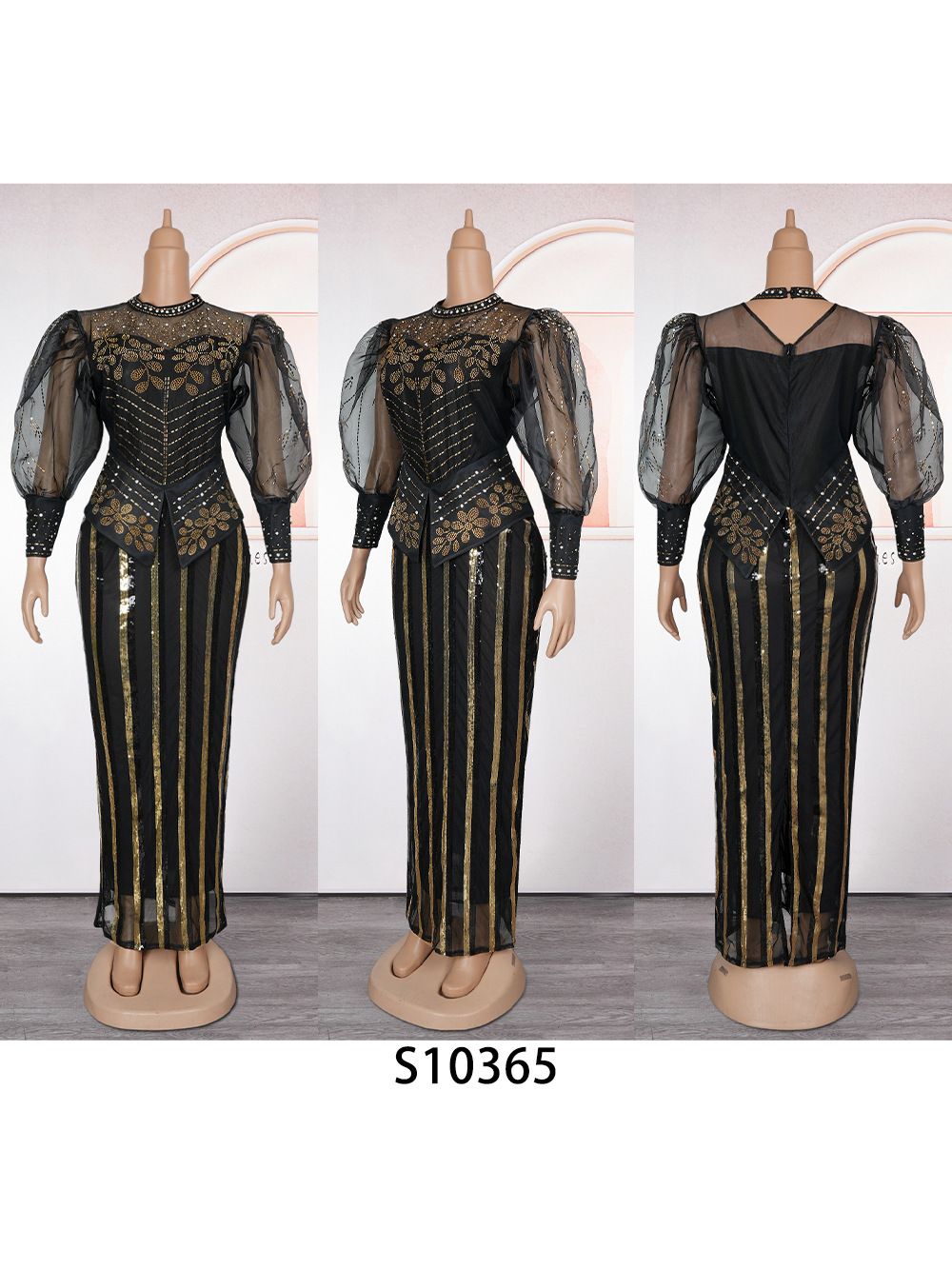 New Fashion Plus Size Sequin Evening Party Long Dress Dashiki Ankara Outfits Robe African Clothes  Dresses
