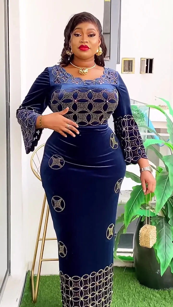 New Fashion Dashiki Ankara Velvet Wedding Gowns Elegant Turkey Muslim Maxi Dress