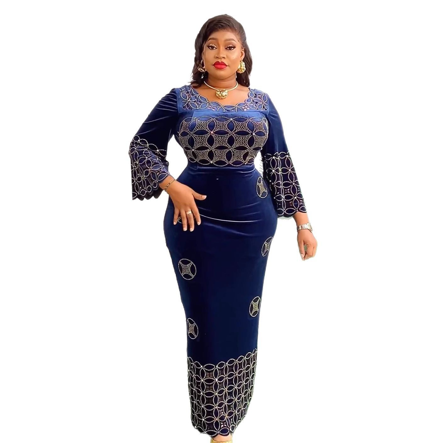 New Fashion Dashiki Ankara Velvet Wedding Gowns Elegant Turkey Muslim Maxi Dress