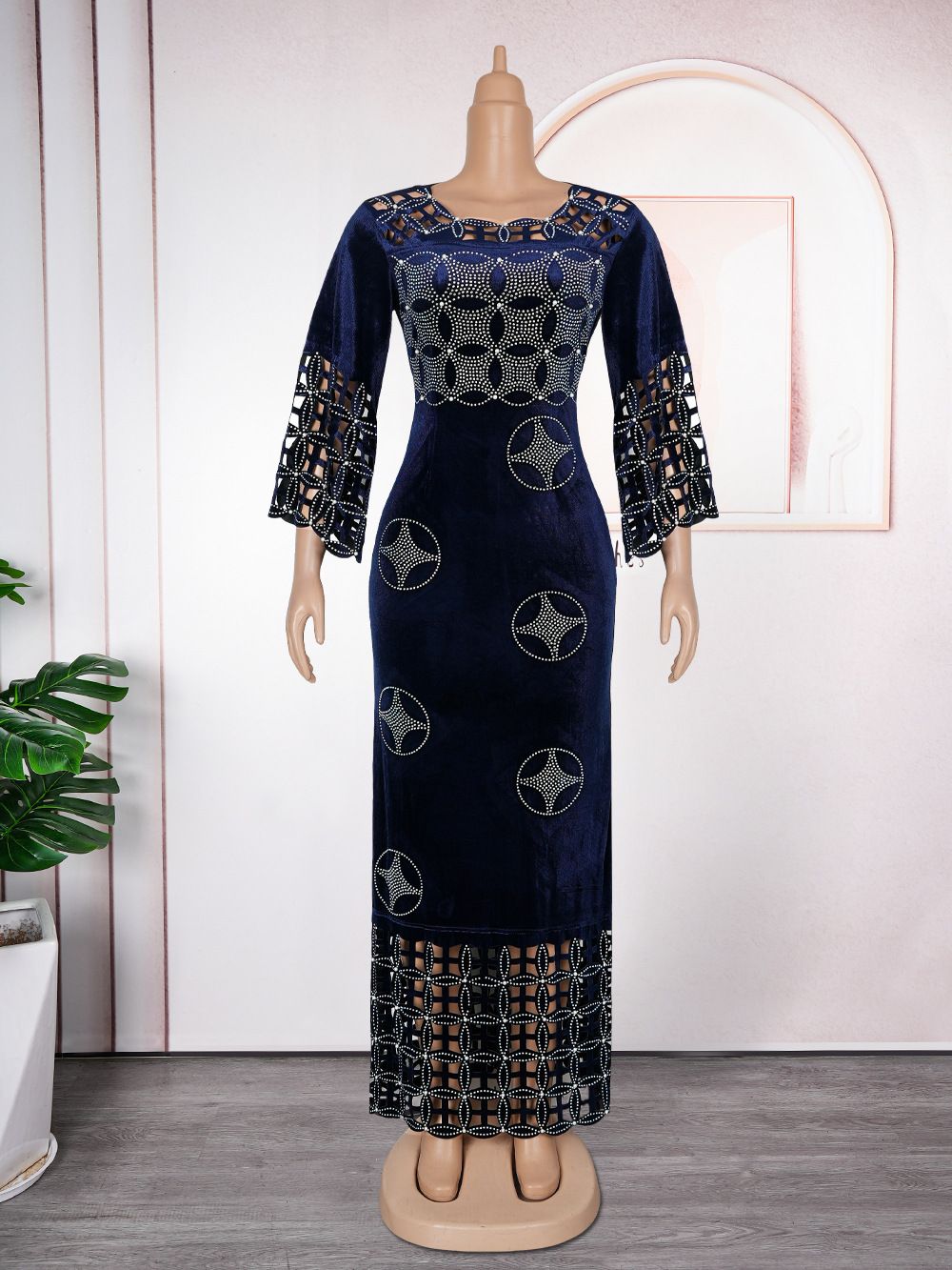 New Fashion Dashiki Ankara Velvet Wedding Gowns Elegant Turkey Muslim Maxi Dress
