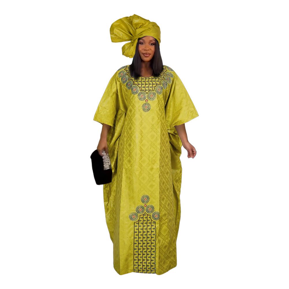 Custom Plus Size Boubou Dubai African Dresses for Women Long Dress Headdress Hijab Abaya DjellabaDresses
