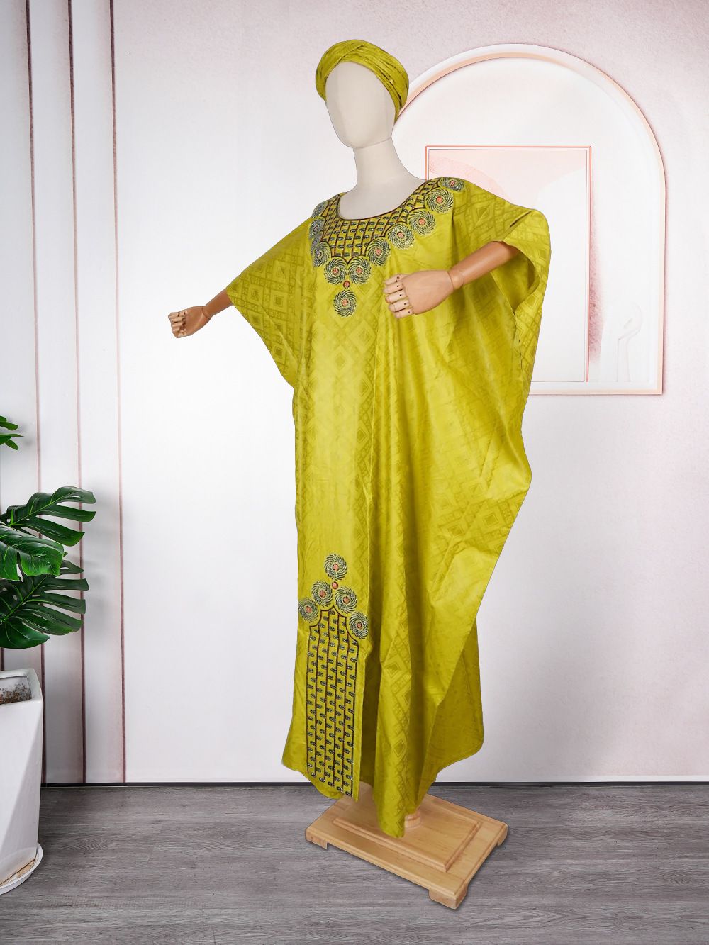Custom Plus Size Boubou Dubai African Dresses for Women Long Dress Headdress Hijab Abaya DjellabaDresses