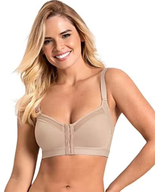 Women's Sports Bras for Gym Yoga Running Big Size Wireless Workout Crop Tops Front Closure Back Support Push-Up Feature Logo Cup