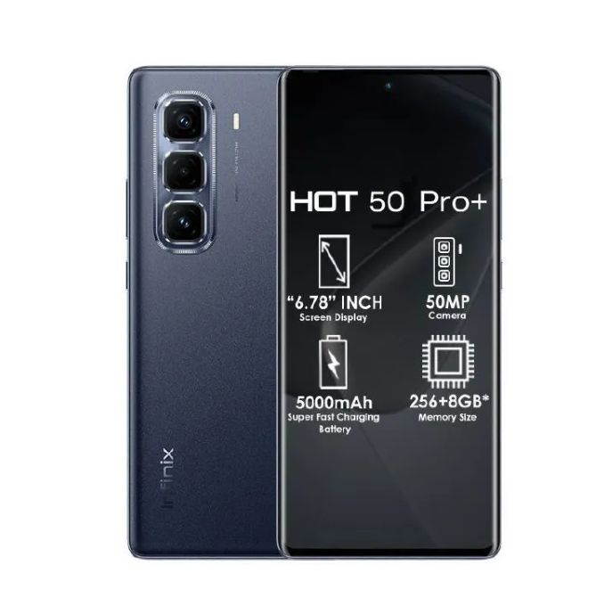 [Tech Week] Infinix Hot 50 Pro Plus 256GB+16(8+8)GB 6.7" 3D-Curved AMOLED 120Hz Screen Phone 5000mAh With 33W Type-C 50MP Camera MTK Helio G100 Fingerprint Lock Hot 50 Pro+ Smart Phone