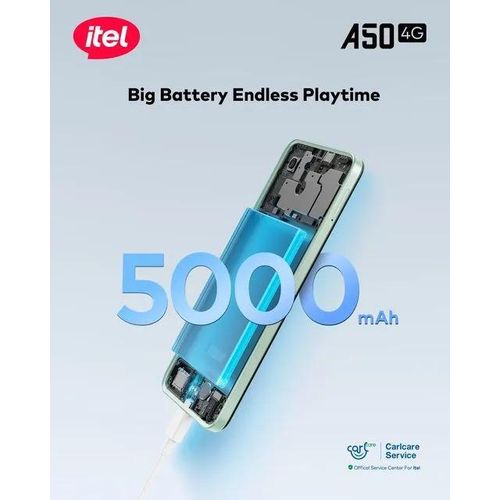 [Clearance Sale] Itel A50 64GB+(2+4)6GB RAM 6.6" Screen Phone Dual SIM 8MP+5MP Camera 5000mAh Baterry Fingerprint And Face Unlock Smart Phones
