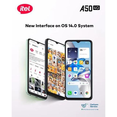 [Clearance Sale] Itel A50 64GB+(2+4)6GB RAM 6.6" Screen Phone Dual SIM 8MP+5MP Camera 5000mAh Baterry Fingerprint And Face Unlock Smart Phones