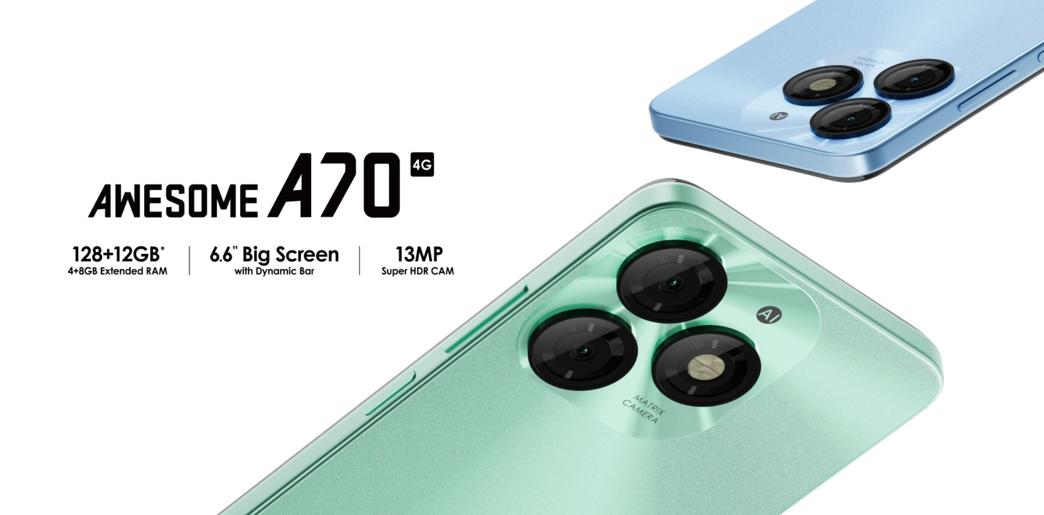 [Brand New] Itel A70 128GB+8(3+5)GB RAM 6.6" Screen 4G Network Phone Dual SIM 13MP Camera 5000mAh Battery Fingerprint And Face Unlock Fashion Smart Phones