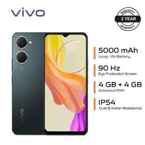 [New Arrival] Vivo Y03 64GB+4GB 6.56" 90Hz Display 13MP+5MP Camera MTK Helio G85 Processor Dual SIM 5000mAh Battery IP54Dust/Water Resistant 2Years Warranty Android Smart Phones