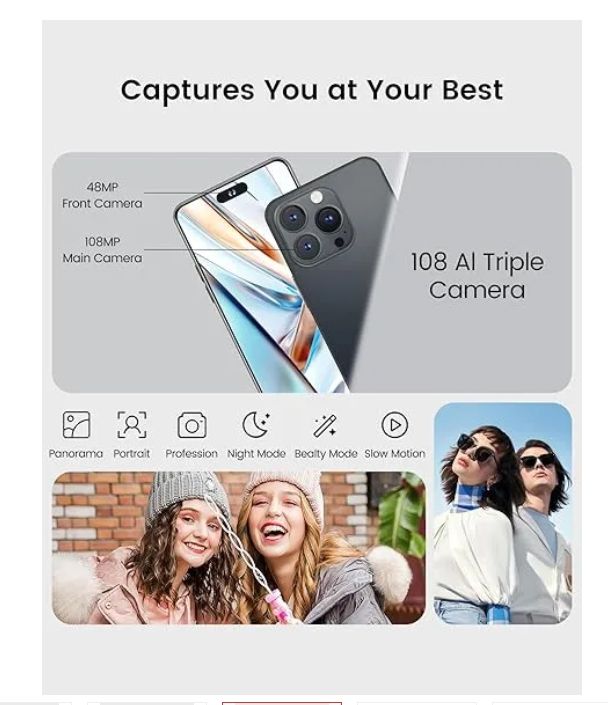 Corn C16 Pro Max 64GB+5(2+3Extended ) Ram Unlocked Cell Phone Android 6.6"HD Waterdrop Screen 13MP Main Camera 8mp Front camera 5000mAh Dual SIM Face ID GPS OTG Android Smartphone