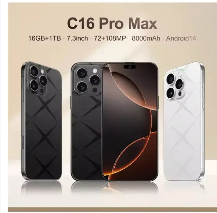 Corn C16 Pro Max 64GB+5(2+3Extended ) Ram Unlocked Cell Phone Android 6.6"HD Waterdrop Screen 13MP Main Camera 8mp Front camera 5000mAh Dual SIM Face ID GPS OTG Android Smartphone