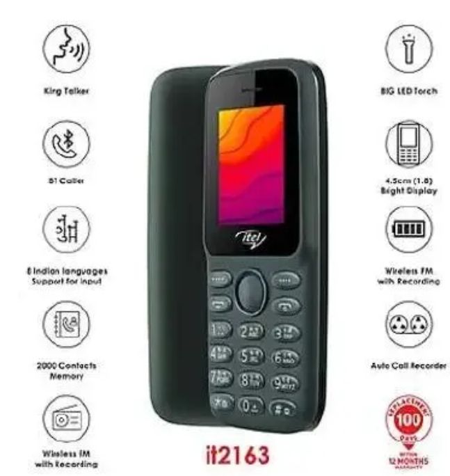 [ NEW ARRIVAL ] Itel 2163- Dual Sim - 1.77 Inch - Dual Sim - King Talker - Wireless FM Radio - 1000mAH - Bright Torch - Bluetooth - featured phones
