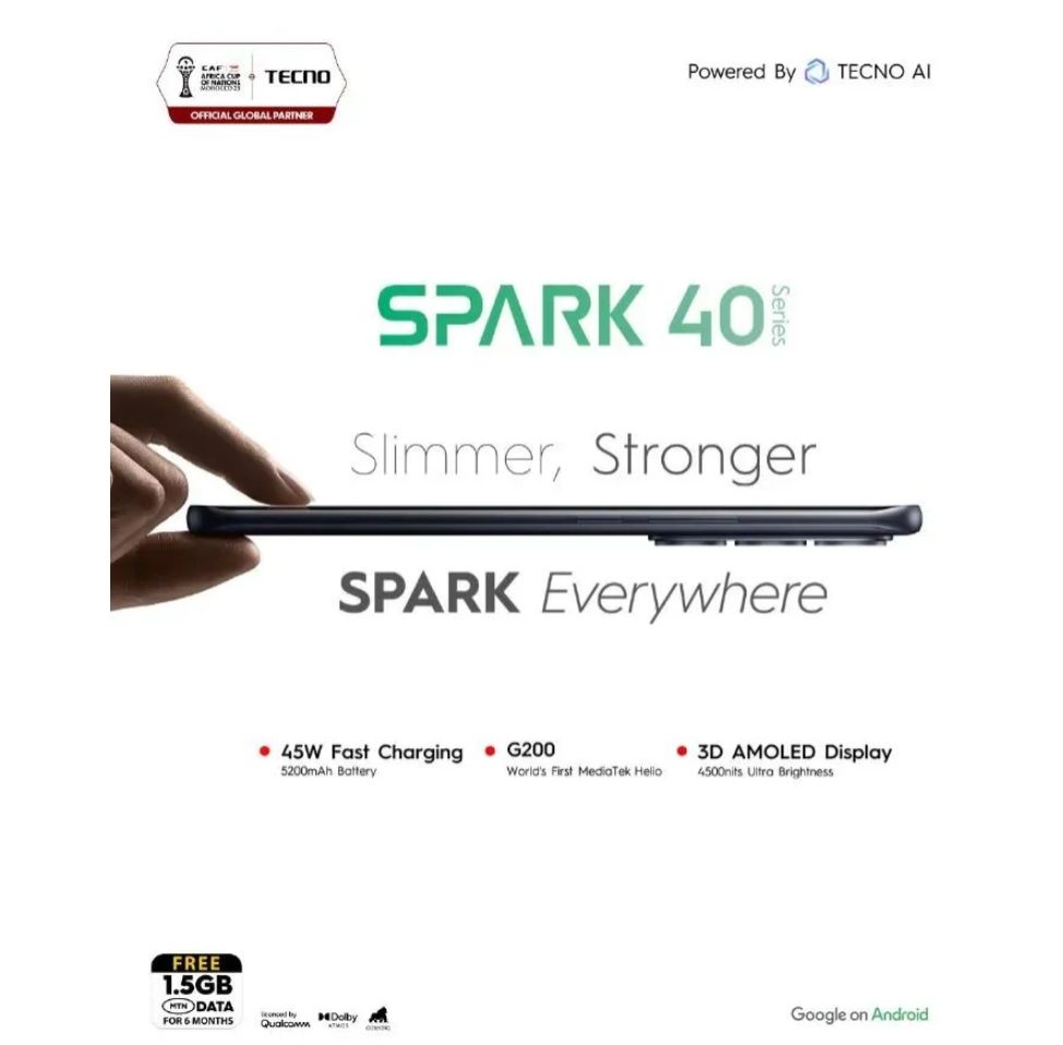 [NEW ARRIVAL] Tecno Spark 40 128GB + 8GB(4+4GB EXTENDED) 6.67'' Hole Screen Camera 50MP Main Camera 8MP Front Camera 45W Super Charging 5200mAh Side Fingerprint Free call without signal smartphone