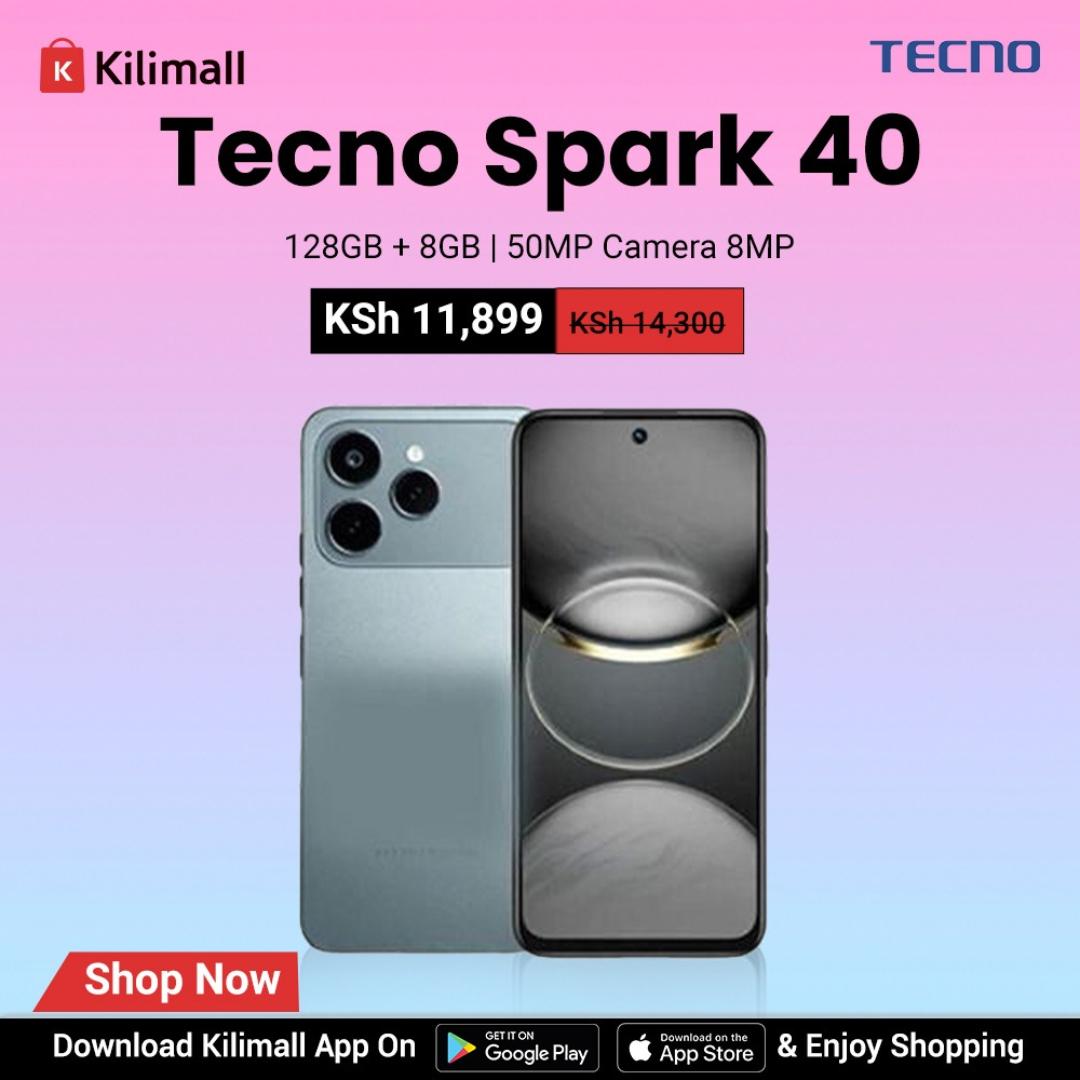 [NEW ARRIVAL] Tecno Spark 40 128GB + 8GB(4+4GB EXTENDED) 6.67'' Hole Screen Camera 50MP Main Camera 8MP Front Camera 45W Super Charging 5200mAh Side Fingerprint Free call without signal smartphone