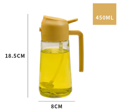 High Quality 2 in 1 Glass Oil Dispenser and Sprayer - 450ml - Drip-Free for Cooking, BBQ, Air Fryer, Salad