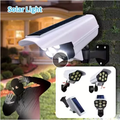 77 LED Solar Flood Light with Motion Sensor – Enhanced Battery Storage, Waterproof, Wireless Security Light for Porch, Garden, Patio – Dummy Camera Decoy (Weatherproof)