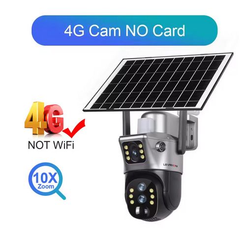 4K 8MP PIR Solar Camera 4G Sim Dual screens Outdoor WiFi Solar Battery CCTV IP Camara Alarm Humanoid Tracking V380 Pro