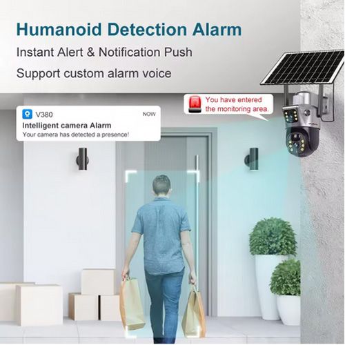 4K 8MP PIR Solar Camera 4G Sim Dual screens Outdoor WiFi Solar Battery CCTV IP Camara Alarm Humanoid Tracking V380 Pro