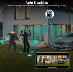 8MP PTZ WiFi Camera with Dual Screen Color Night Vision Outdoor 4MP Security IP Camera CCTV Surveillance Camera ICSEE App
