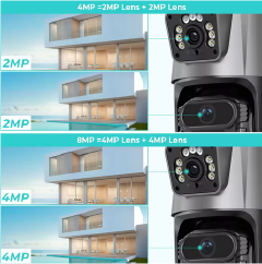 8MP PTZ WiFi Camera with Dual Screen Color Night Vision Outdoor 4MP Security IP Camera CCTV Surveillance Camera ICSEE App