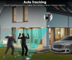Outdoor Wifi PTZ Camera 4K 8MP HD Dual-Lens Dual Screen Camera AI Auto Tracking 4MP Video Surveillance Police Light Alarm iCSee