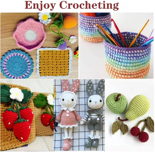59Pcs/Set Portable Crochet Knitting Set DIY Beginner Crochet Hook Kit With Storage Bag Material Pack and Storage Tools