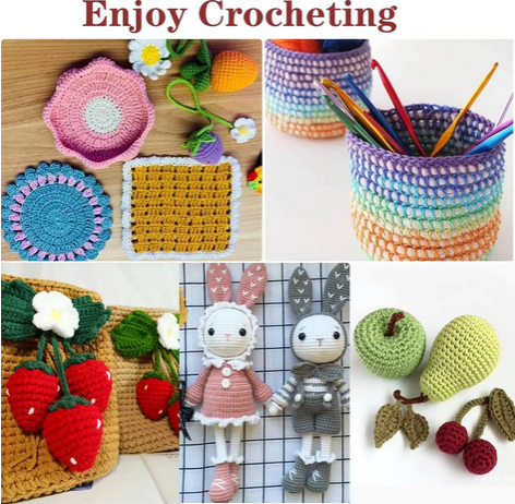 59Pcs/Set Portable Crochet Knitting Set DIY Beginner Crochet Hook Kit With Storage Bag Material Pack and Storage Tools