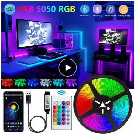 Bluetooth LED Strip Lights Smart SMD 5050 APP Remote Control Flexible Ribbon Diode Lamp Tape TV Backlights Game Room Home Decor