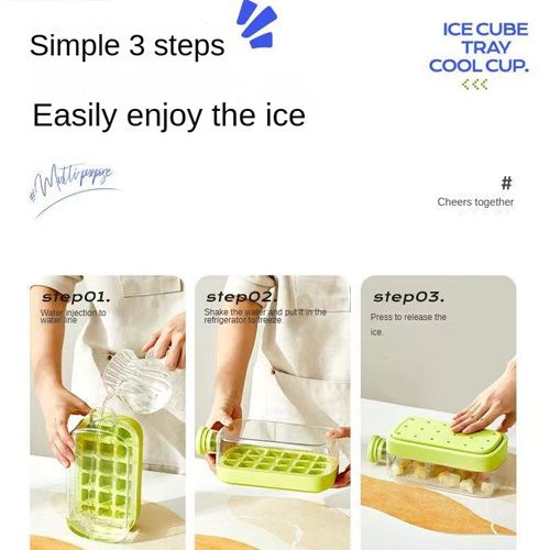 Ice cube mold, press-type ice tray, household food-grade ice cube maker, refrigerator ice storage box, water bottle, homemade ice cube making too