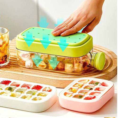 Ice cube mold, press-type ice tray, household food-grade ice cube maker, refrigerator ice storage box, water bottle, homemade ice cube making too