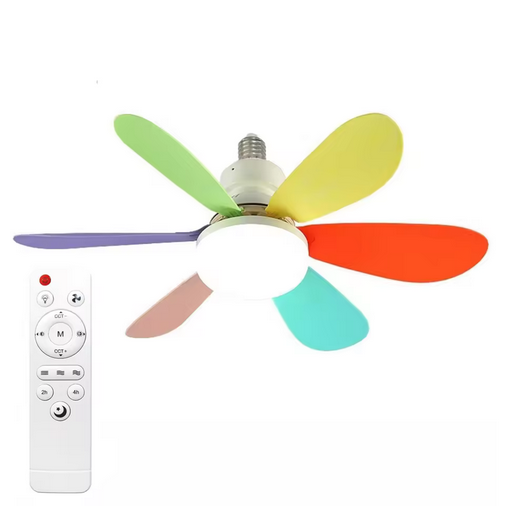 E27 40W 52Cm Ceiling Fan With Led Light Remote Control White For Kitchen Bedroom Dining Room Patio