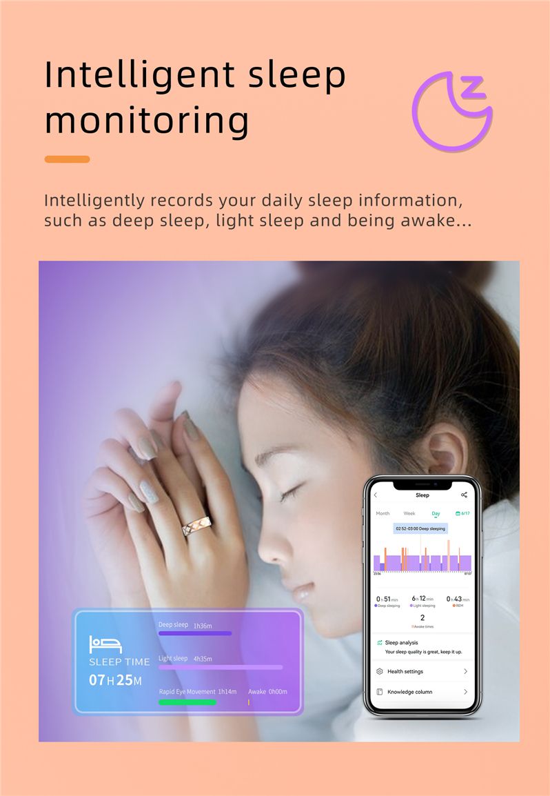 New Smart Ring Men Women Heart Rate Blood Oxygen Sleep Health Monitor Sport Fitness Tracker Smartring For Android IOS  Gift Crystal Charging Case