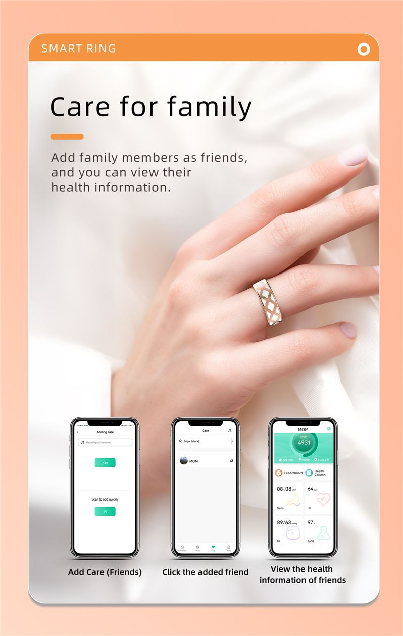 New Smart Ring Men Women Heart Rate Blood Oxygen Sleep Health Monitor Sport Fitness Tracker Smartring For Android IOS  Gift Crystal Charging Case