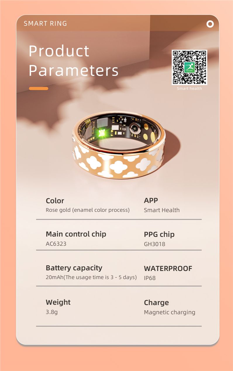 New Smart Ring Men Women Heart Rate Blood Oxygen Sleep Health Monitor Sport Fitness Tracker Smartring For Android IOS  Gift Crystal Charging Case