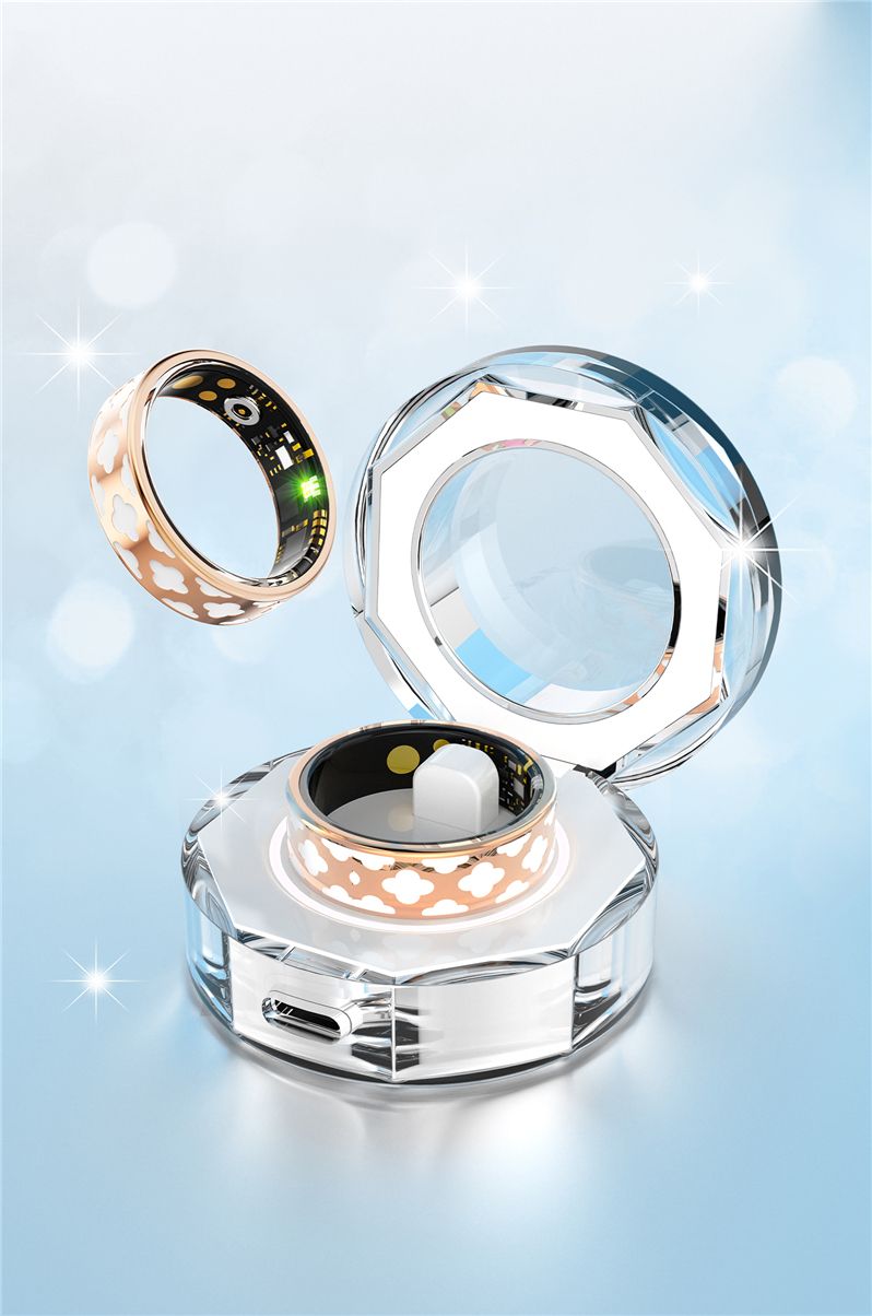 New Smart Ring Men Women Heart Rate Blood Oxygen Sleep Health Monitor Sport Fitness Tracker Smartring For Android IOS  Gift Crystal Charging Case