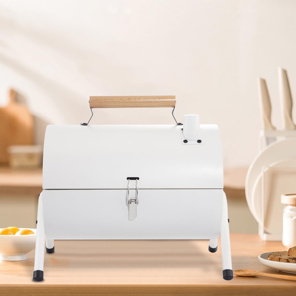 Tabletop Charcoal Grill,BBQ Grill,Portable Charcoal Grill,Small Folding Tabletop Grill for Outdoor Cooking Camping,Picnics,Backyard,Balcony-White,2 Carbon Tank,2 Baking Net,1 Baking Pan