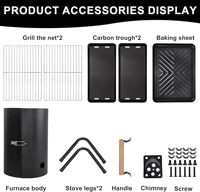 Tabletop Charcoal Grill,BBQ Grill,Portable Charcoal Grill,Small Folding Tabletop Grill for Outdoor Cooking Camping,Picnics,Backyard,Balcony-White,2 Carbon Tank,2 Baking Net,1 Baking Pan